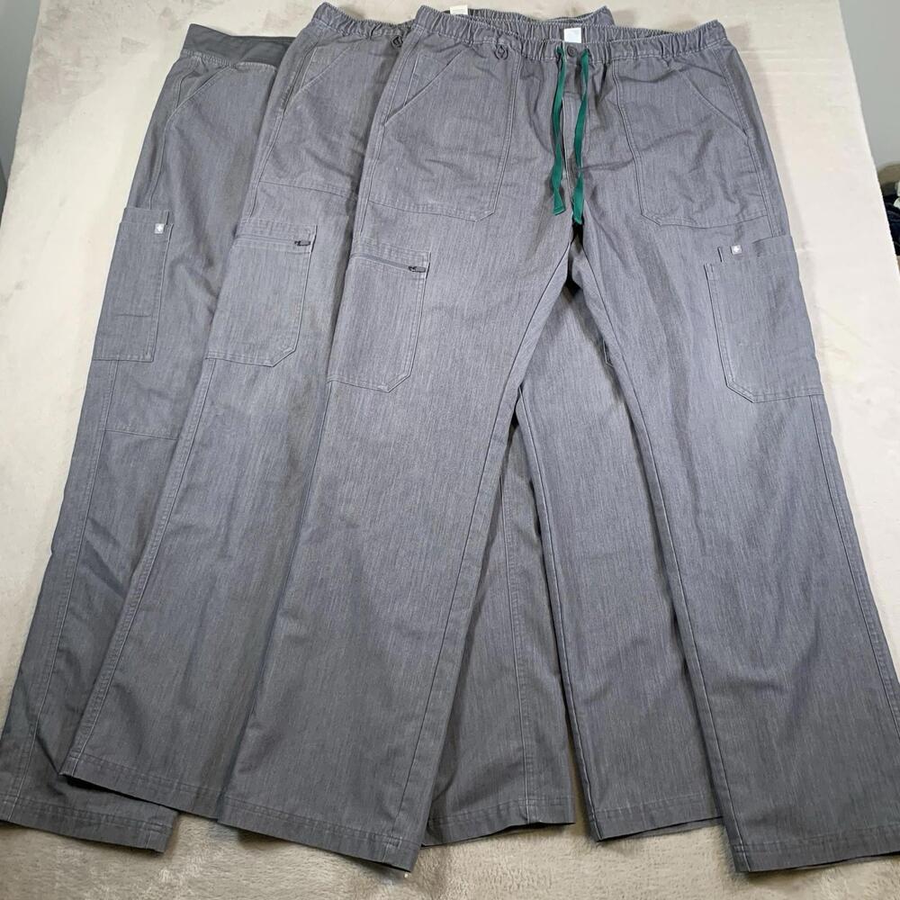 FIGS Cairo Cargo Scrub Pants Mens‎ XL Gray TM3001 Lot of 3 Scrubs Technical